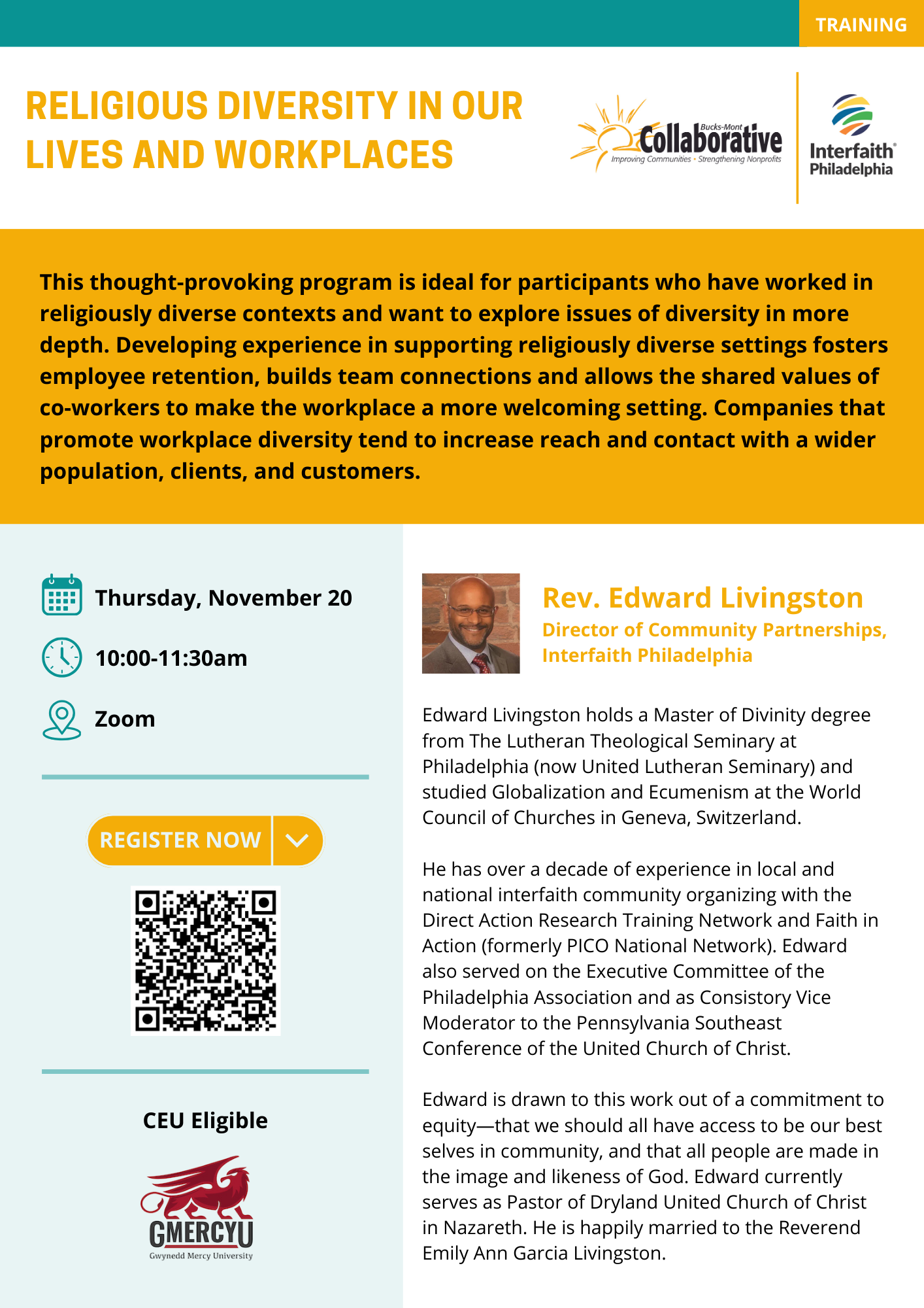 November 20 Religious Diversity in Our Lives and Workplaces