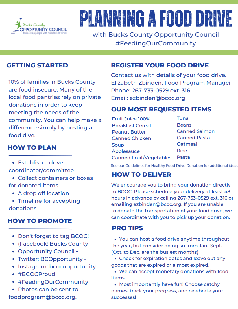 BCOC Plan a Food Drive
