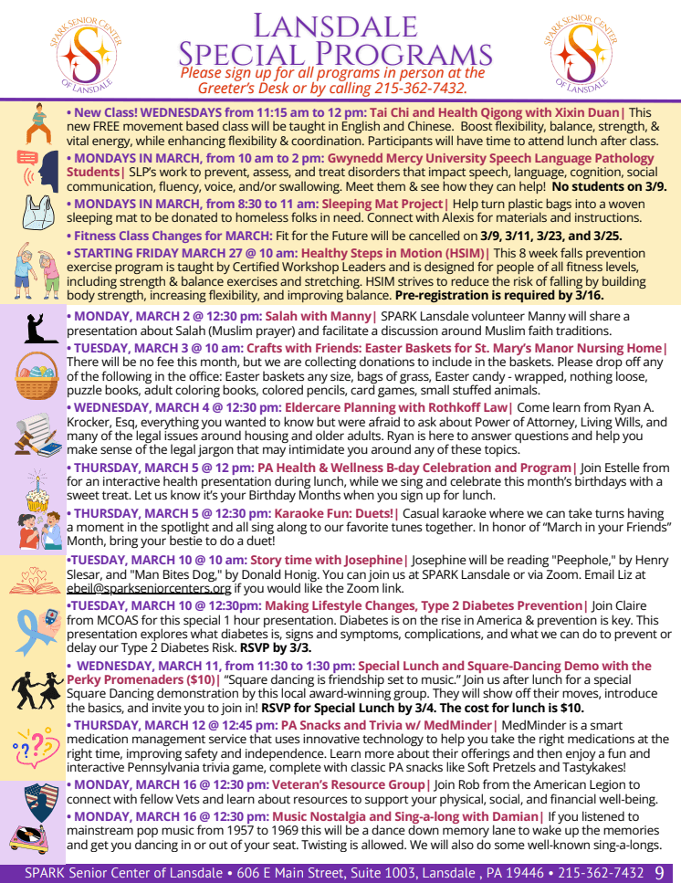 Lansdale Special Programs March 26